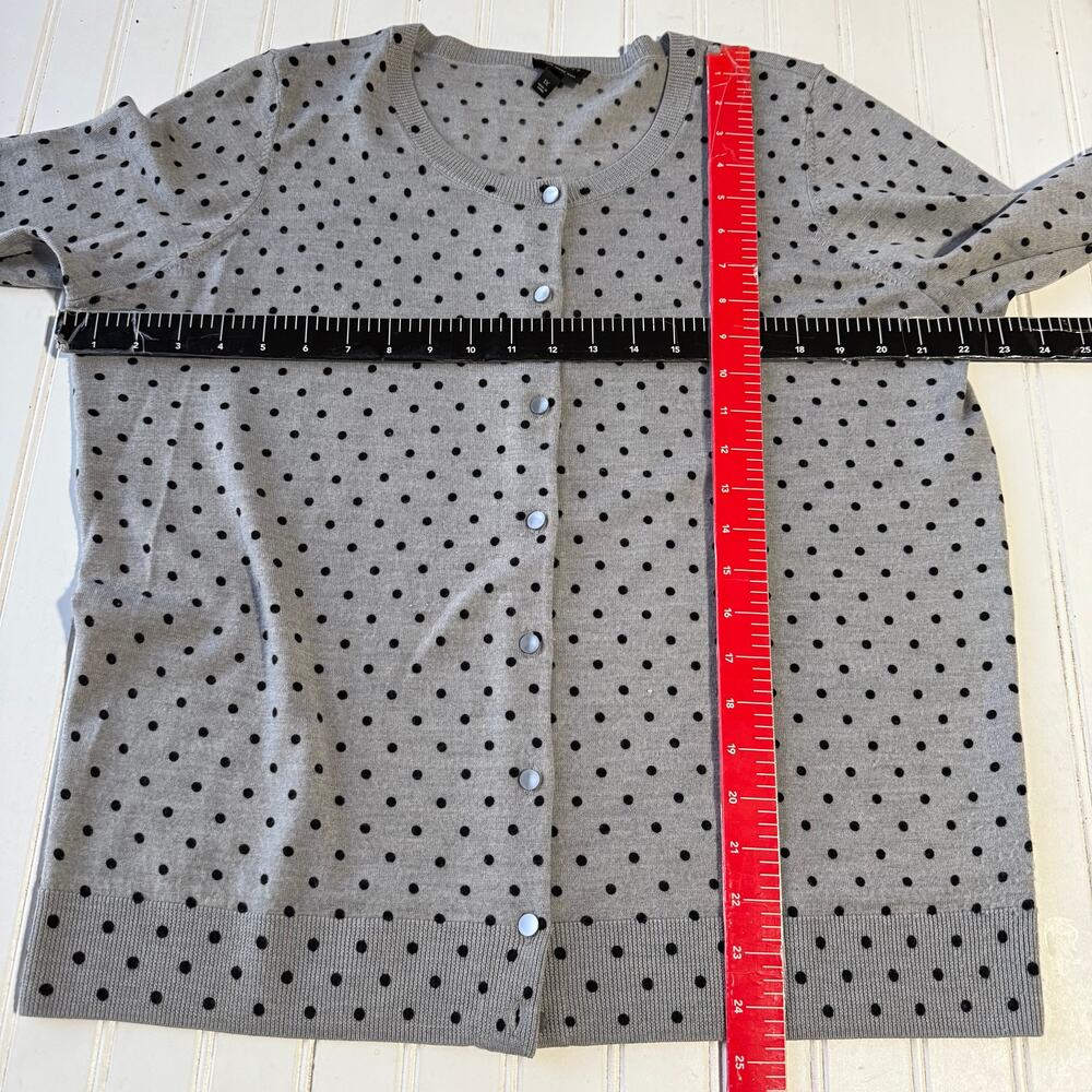 Talbots Gray Black Polkadot Pure Merino Wool Cardigan Size 1X - Picture 8 of 9
